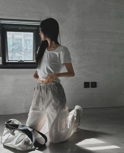 雙工作口袋漸層配色寬褲 