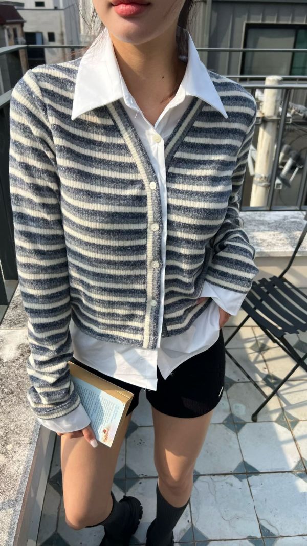 假兩件條紋襯衫 韓國 正韓 東大門 空運