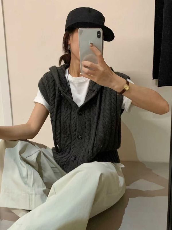 麻花編織連帽背心 韓國 正韓 東大門 空運
