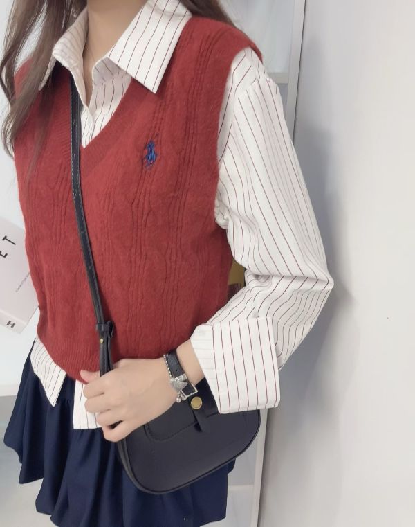 小馬背心加直條紋襯衫 韓國 正韓 東大門 空運