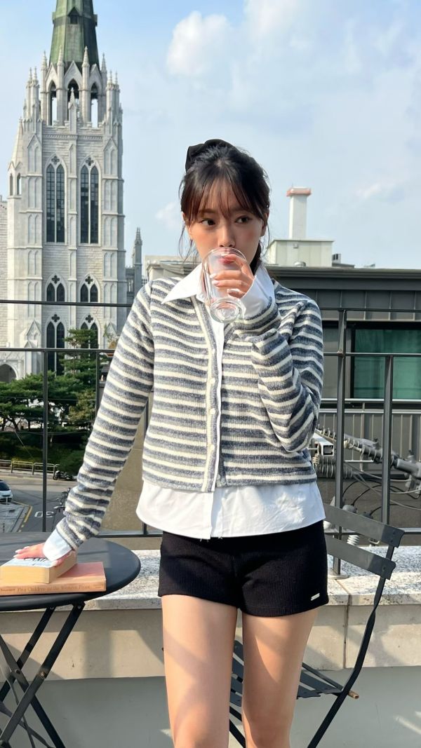 假兩件條紋襯衫 韓國 正韓 東大門 空運