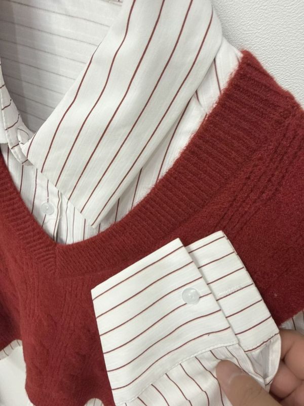 小馬背心加直條紋襯衫 韓國 正韓 東大門 空運