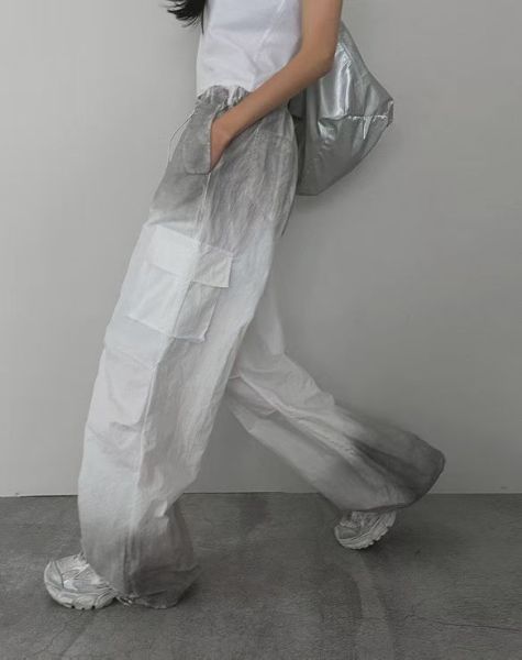 雙工作口袋漸層配色寬褲 