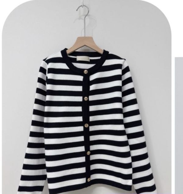 復古釦條紋長版外 韓國 正韓 東大門 空運