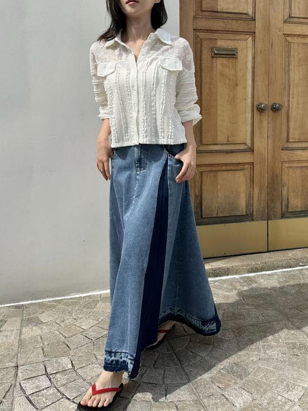 波浪拼接花蕾絲襯衫 韓國 正韓 東大門 空運