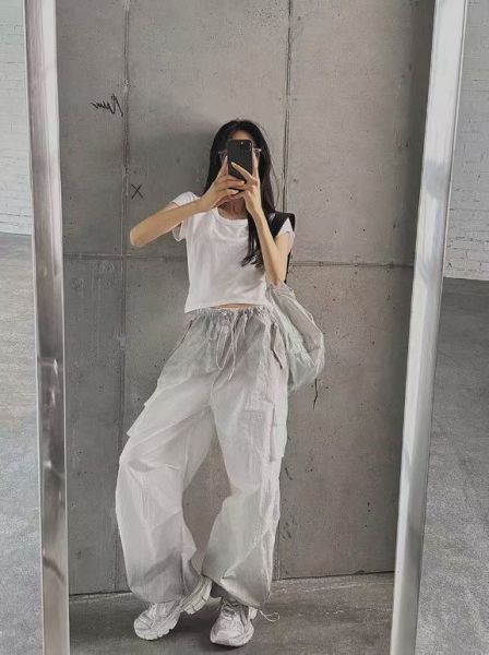 雙工作口袋漸層配色寬褲 