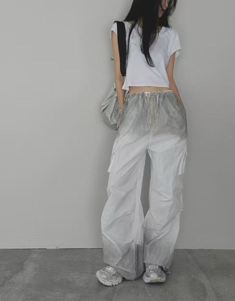 雙工作口袋漸層配色寬褲 