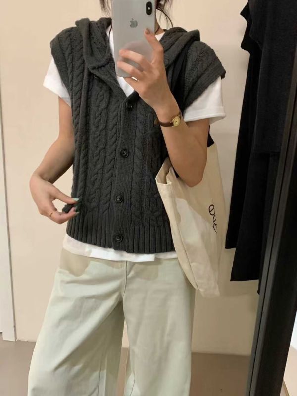 麻花編織連帽背心 韓國 正韓 東大門 空運