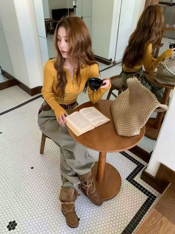 排釦菱格壓紋合身衣 韓國 正韓 東大門 空運