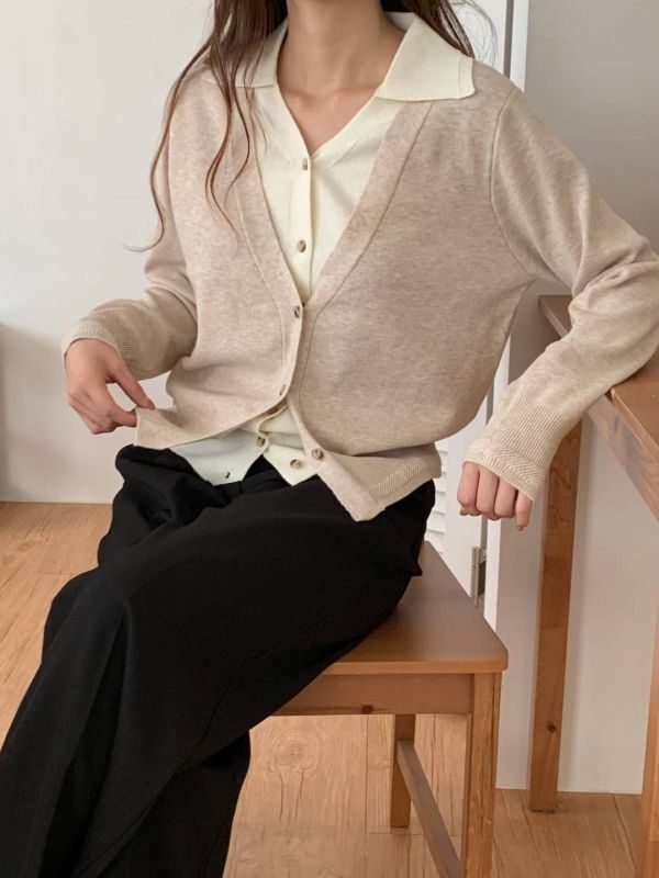 燕麥穀物色假兩件背心襯衫 韓國 正韓 東大門 空運