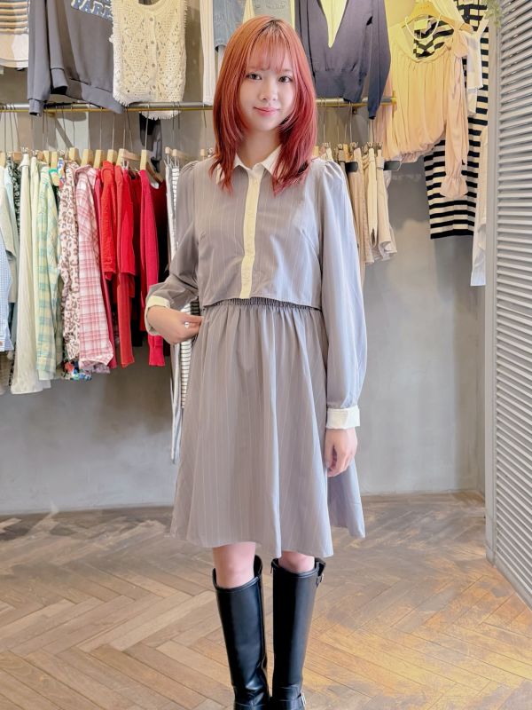 假兩件襯衫縮腰洋 韓國 正韓 東大門 空運