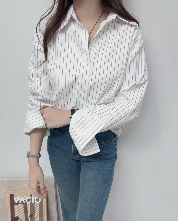 批肩直條紋襯衫 韓國 正韓 東大門 空運