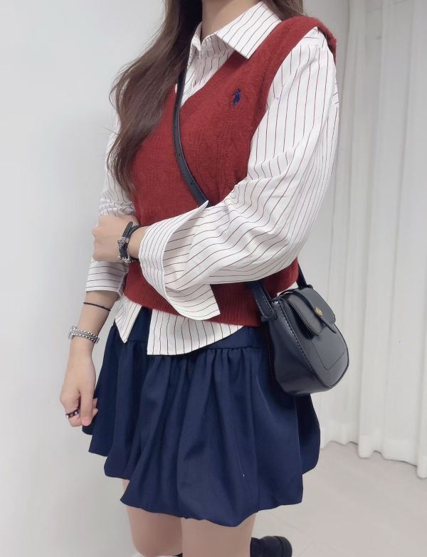 小馬背心加直條紋襯衫 韓國 正韓 東大門 空運