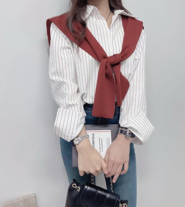 批肩直條紋襯衫 韓國 正韓 東大門 空運