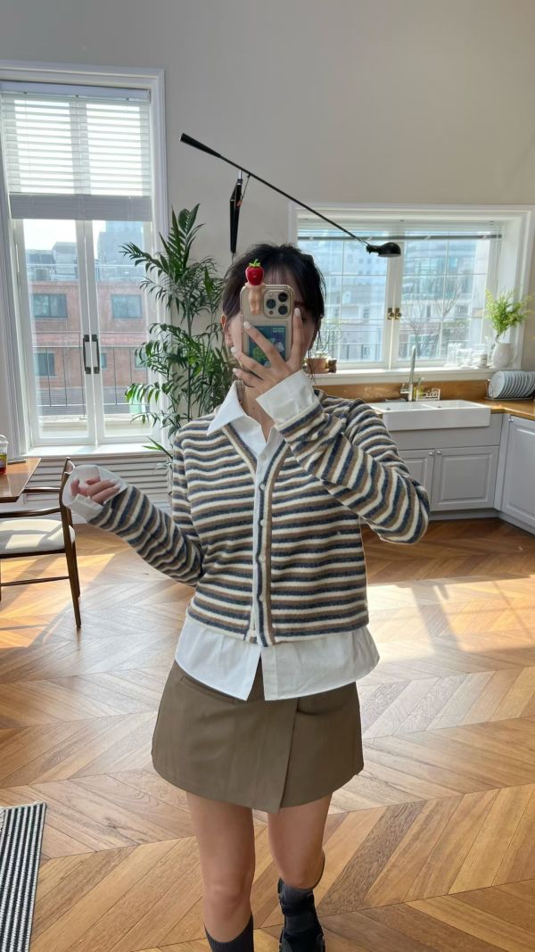 假兩件條紋襯衫 韓國 正韓 東大門 空運