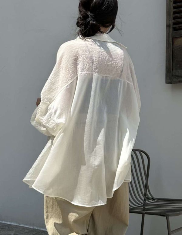 壓紋紗質長版襯衫 韓國 正韓 東大門 空運