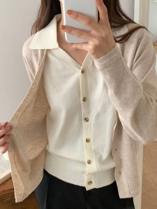 燕麥穀物色假兩件背心襯衫 韓國 正韓 東大門 空運