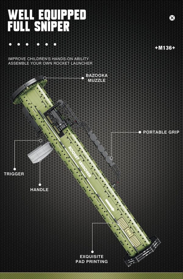 預購-Reobrix臻磚 77027 AT-4反坦克火箭筒 