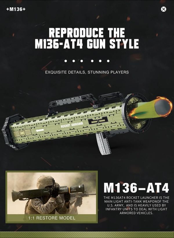 預購-Reobrix臻磚 77027 AT-4反坦克火箭筒 