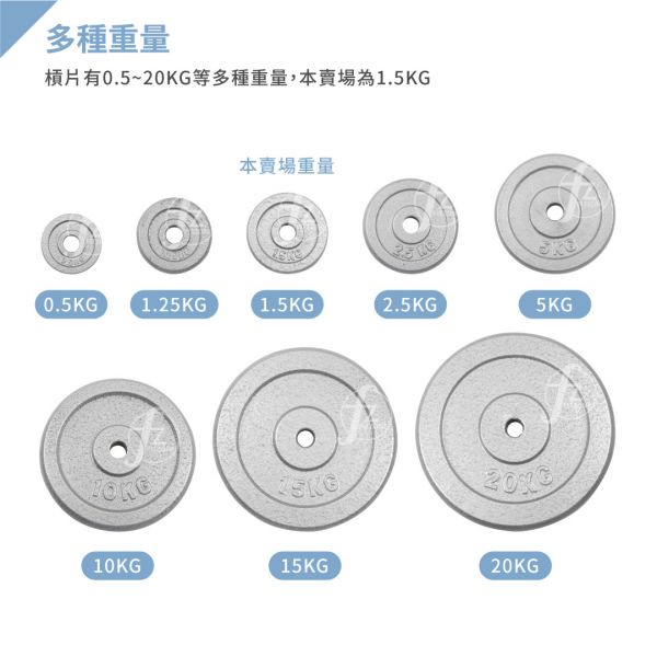 A1-15-1.5KG 灰烤槓片1.5KG（孔徑27mm）/二入 