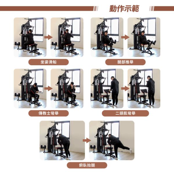 SA-1002 综合重量训练器 綜合重量訓練器,居家健身,Home Gym,重量訓練,健身器材,重訓器材,胸推,蝴蝶夾胸,下拉,滑船,彎舉,ABsport
