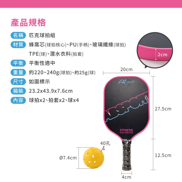 LD-01-003SET 匹克球拍組 匹克球,球拍,球套,球,戶外運動,網球,羽球,桌球