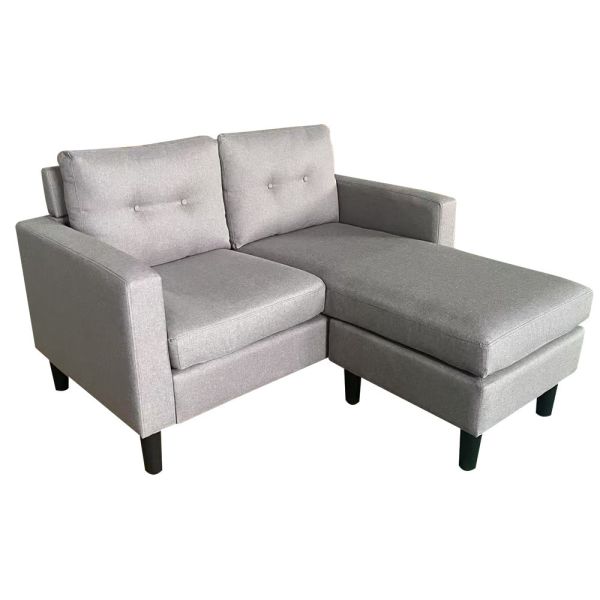 哈特利布面雙人轉角L型沙發-淺灰色 Hampton,漢汀堡,沙發,L型沙發,含腳凳,布沙發,亞麻布