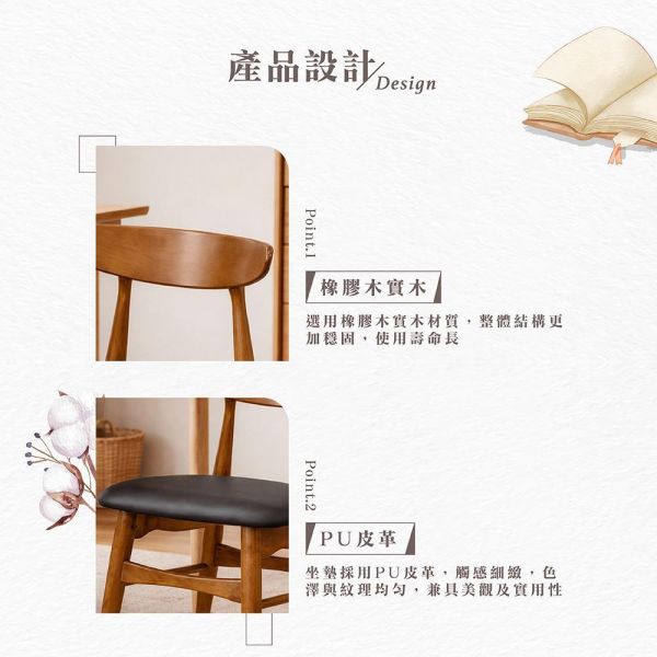 菲德實木餐椅-黑咖啡皮-2入組/4入組 Hampton,漢汀堡,餐椅,椅子,實木,實木餐椅,橡膠木實木材質,PU皮革,穩固耐用