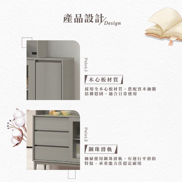 莫卡5尺碗盤櫃組 Hampton,漢汀堡,5尺碗盤櫃組,櫥櫃,櫃子,櫃類,鋼珠滑軌,不鏽鋼緩衝後鈕,木心板材質,實木腳架,長虹PS板,1.5mmABS封邊