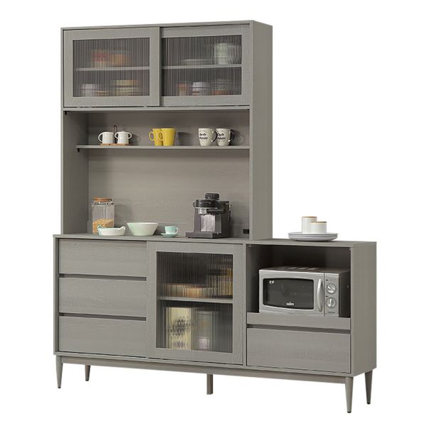 莫卡6尺碗盤櫃組 Hampton,漢汀堡,6尺碗盤櫃組,櫥櫃,櫃子,櫃類,鋼珠滑軌,不鏽鋼緩衝後鈕,木心板材質,實木腳架,長虹PS板,1.5mmABS封邊