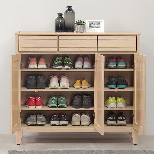 里都實木4尺鞋櫃 Hampton,漢汀堡,實木4尺鞋櫃,鞋櫃,櫃子,櫃類,三節式鋼珠滑軌,耐磨浮雕立體壓紋,A級紐西蘭松木,門片五金採用油壓緩衝鉸鍊