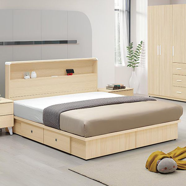 羅尼5尺四抽床組 Hampton,漢汀堡,雙人床,床,床組,臥室,木心板,5尺床組,靜音鋼珠滑軌,附四個抽屜