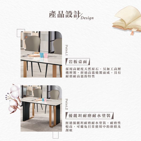 多迪5.3尺岩板餐桌 Hampton,漢汀堡,岩板桌面,桌腳經防鏽鐵管噴漆處理,優麗坦耐磨耐水塗裝,桌子,餐桌,餐廳,5.3尺岩板餐桌,耐磨耐高溫
