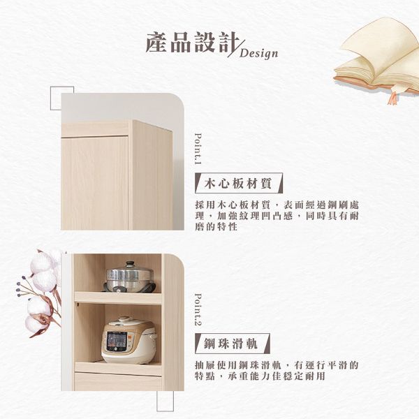 黛安2尺托盤電器櫃 Hampton,漢汀堡,2尺托盤電器櫃,櫥櫃,櫃子,櫃類,鋼珠滑軌,油壓後鈕,木心板材質