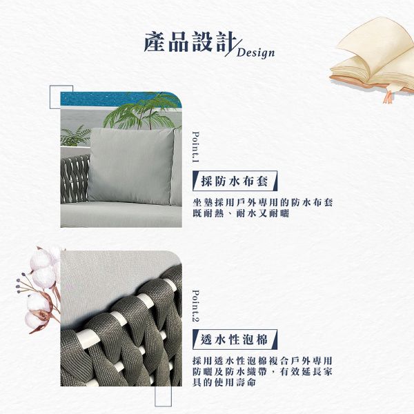 達威戶外三人沙發椅 Hampton,漢汀堡,沙發,三人沙發椅,防水布套,透水性泡棉,全鋁合金骨架,休閒椅,沙發椅