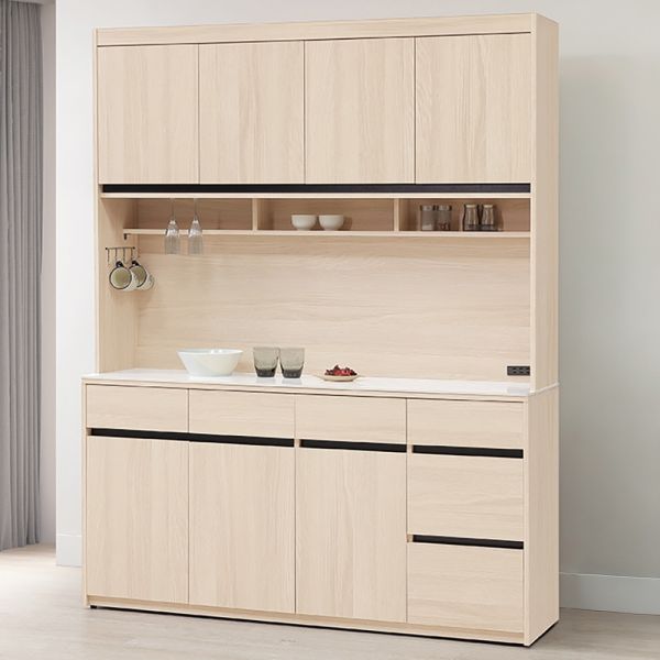 黛安5.3尺碗盤櫃組 Hampton,漢汀堡,5.3尺碗盤櫃組,櫥櫃,櫃子,櫃類,鋼珠滑軌,油壓後鈕,木心板材質