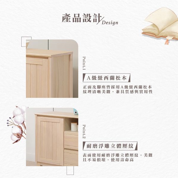 里都實木5尺餐櫃 Hampton,漢汀堡,實木4尺餐櫃,櫥櫃,櫃子,櫃類,三節式鋼珠滑軌,耐磨浮雕立體壓紋,A級紐西蘭松木,門片五金採用油壓緩衝鉸鍊