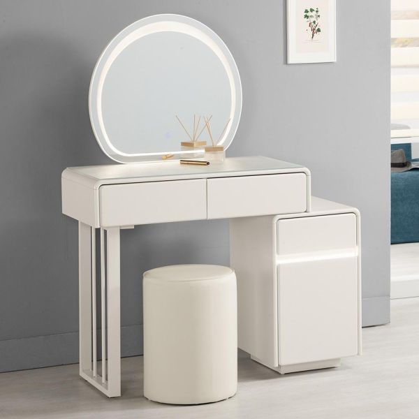 斯朵2.7尺伸縮化妝台-含椅 Hampton,漢汀堡,化妝桌,化妝台,化妝椅,化妝桌椅,化妝鏡台,鏡台,鏡台含椅,2.7尺伸縮化妝台,鋼珠滑軌,採用PU耐磨耐水塗裝