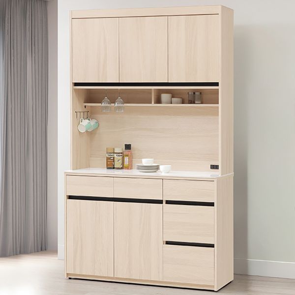 黛安4尺碗盤櫃組 Hampton,漢汀堡,4尺碗盤櫃組,櫥櫃,櫃子,櫃類,鋼珠滑軌,油壓後鈕,木心板材質