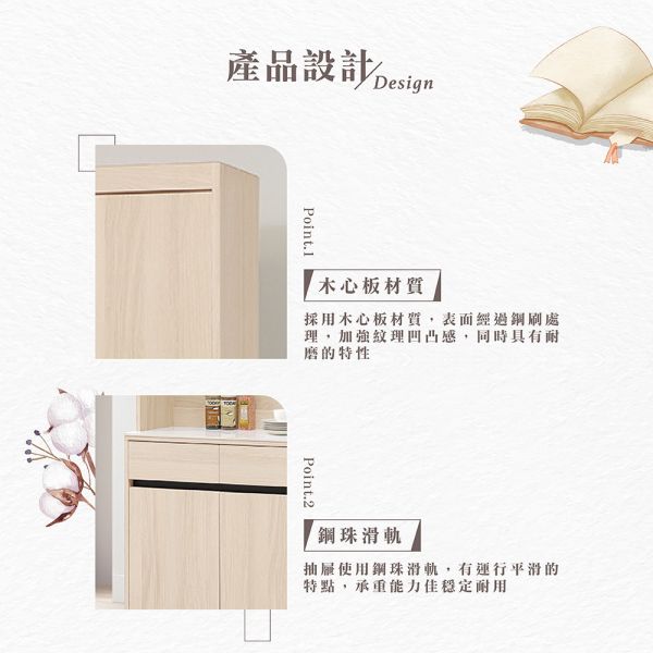 黛安4尺碗盤櫃組 Hampton,漢汀堡,4尺碗盤櫃組,櫥櫃,櫃子,櫃類,鋼珠滑軌,油壓後鈕,木心板材質