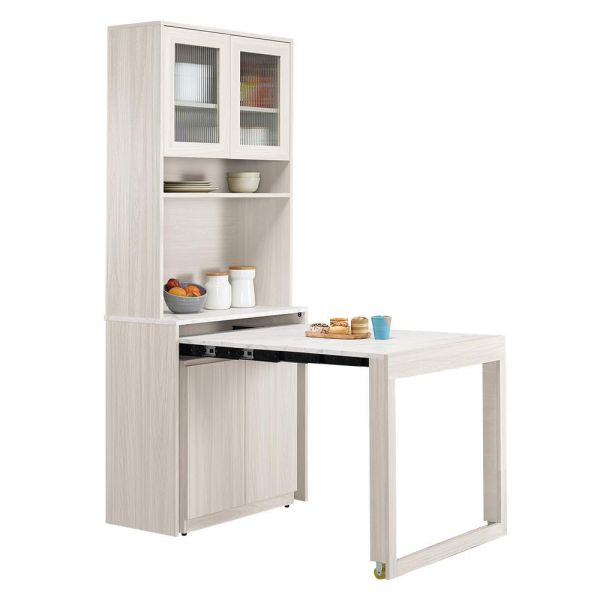 希羅2.7尺伸縮收納餐桌櫃 Hampton,漢汀堡,2.7尺伸縮收納餐桌櫃,櫥櫃,櫃子,櫃類,符合國際標準低甲醛木心板材質,美背式處理,PU耐磨耐水塗裝,桌子,餐桌櫃