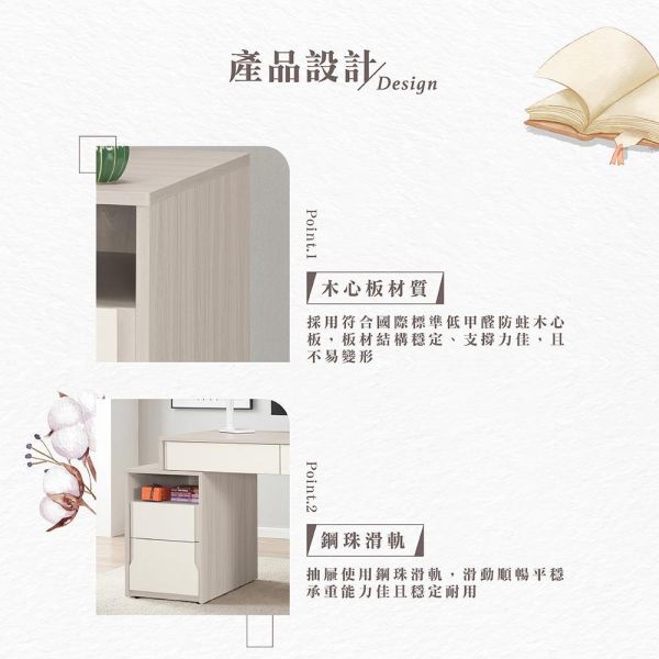 斯亞5.3尺組合書桌 Hampton,漢汀堡,5.3尺組合書桌,桌子,國際標準低甲醛防蛀木心板,鋼珠滑軌,美背式處理