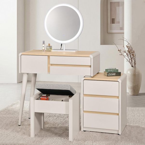 迪伊2.7尺伸縮化妝台-含椅 Hampton,漢汀堡,化妝桌,化妝台,化妝椅,化妝桌椅,化妝鏡台,鏡台,鏡台含椅,2.7尺伸縮化妝台,三節式鋼珠滑軌,採用PU耐磨耐水塗裝