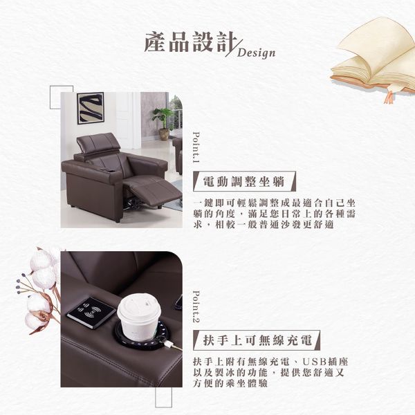 羅恩仿牛皮單人智能電動沙發 Hampton,漢汀堡,躺椅,電動躺椅,仿牛皮面,沙發,單人沙發,舒適,智能電動沙發