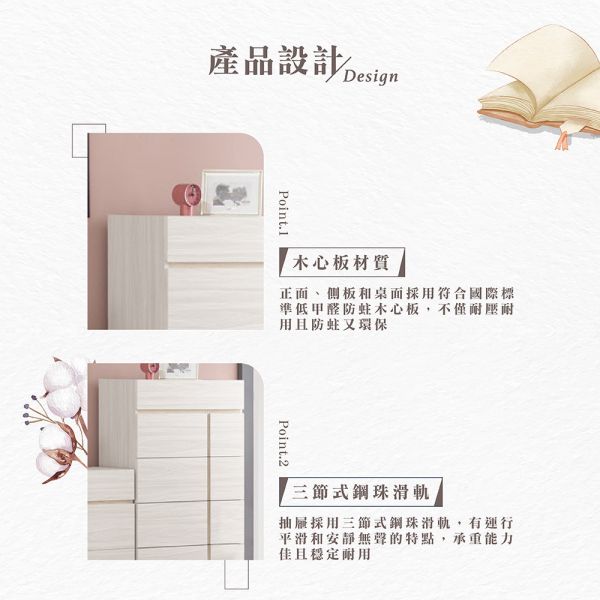麥斯2.5尺五斗櫃 Hampton,漢汀堡,斗櫃,五斗櫃,櫥櫃,櫃子,櫃類,木心板,三節式鋼珠滑軌,美背處理
