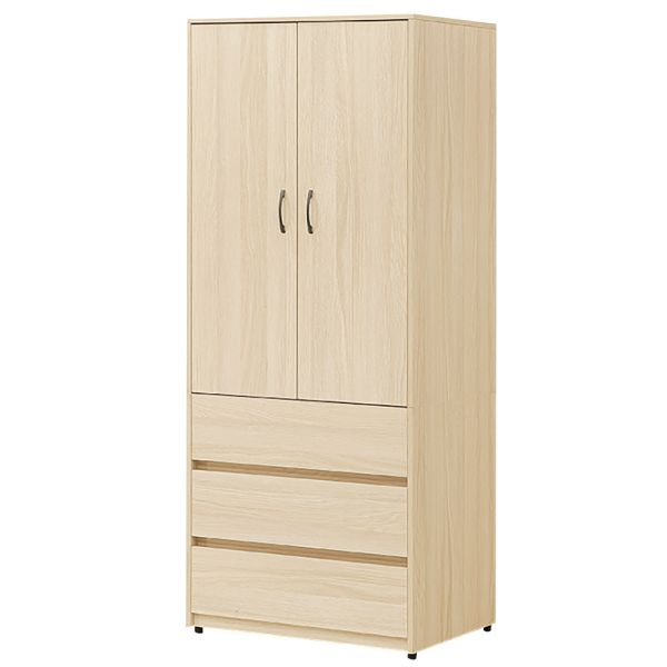 芙琳白橡色2.6尺衣櫥 Hampton,漢汀堡,衣櫥,櫥櫃,櫃子,衣櫃,木心板材質,美背處理,2.6尺衣櫥,鋼珠滑軌