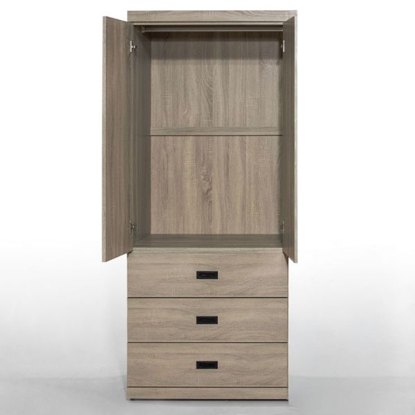 麥納灰梧桐3X7尺衣櫥 Hampton,漢汀堡,衣櫥,櫥櫃,櫃子,衣櫃,木心板材質,美背處理,3X7尺衣櫥,鋼珠滑軌