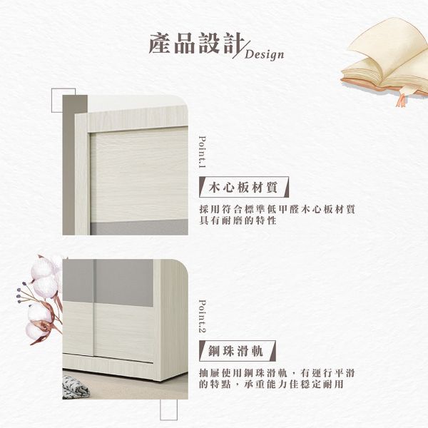 亞可白榆木雙色4尺衣櫥 Hampton,漢汀堡,衣櫥,櫥櫃,櫃子,衣櫃,木心板材質,4尺衣櫥,鋼珠滑軌