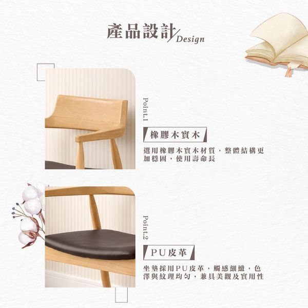 路克實木餐椅-原木色-2入組/4入組 Hampton,漢汀堡,餐椅,椅子,實木,實木餐椅,橡膠木實木材質,PU皮革,穩固耐用