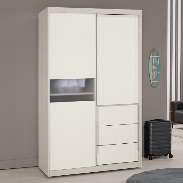 斯亞4尺拉門衣櫥 Hampton,漢汀堡,衣櫥,櫥櫃,櫃子,衣櫃,4尺拉門衣櫥,木心板材質,油壓緩衝後鈕,美背處理,鋼珠滑軌